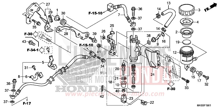 REAR BRAKE MASTER CYLINDER (CBR1000RA/SA) von CBR1000RR „Fireblade“ GRAPHITE BLACK (NHB01) von 2016